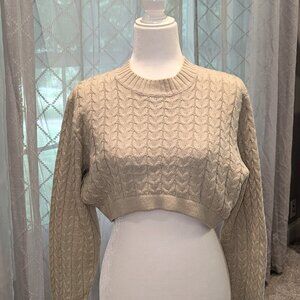 Danielle Bernstein We‎ Wore What Crropped Cable Knit Sweater Sz S